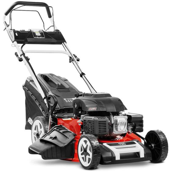 Tondeuse à gazon à essence Greencut GLM880XE - 224cc 7.5cv - Démarrage électrique 4 temps automoteur - Double lame acier 530mm 21 - Hauteur de coupe