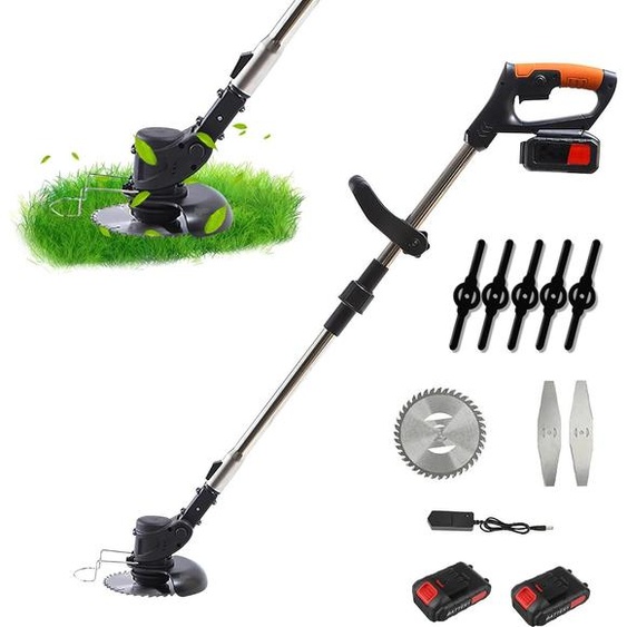 Tondeuse à gazon, design léger, fonctionnement sans fil, noir type D (avec 2 piles)