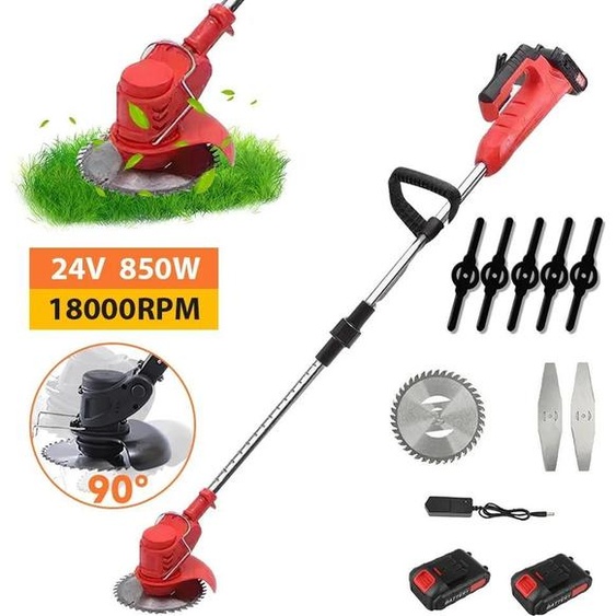 Tondeuse à gazon, design léger, fonctionnement sans fil, Type U rouge (avec 2 batteries )