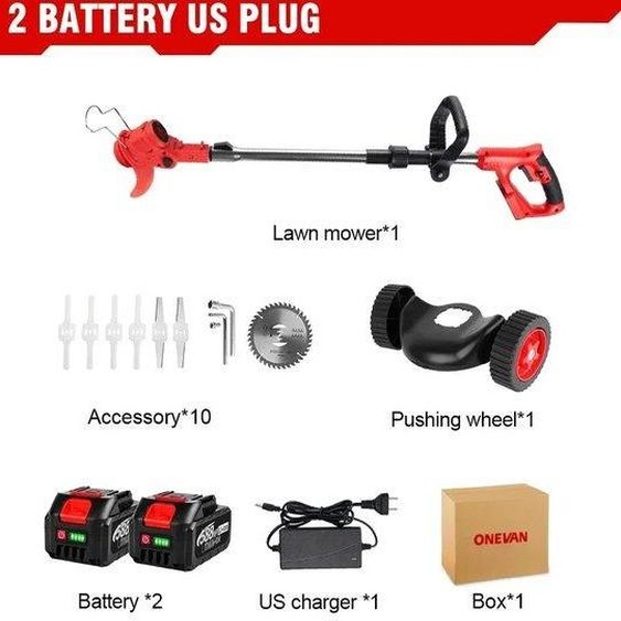 Tondeuse à gazon électrique à batterie - Tondeuse à main à roues - Noir et rouge
