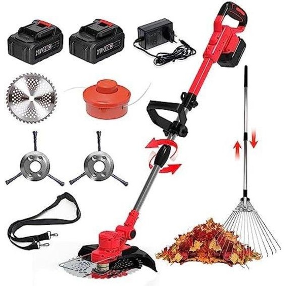 Tondeuse à gazon électrique, batterie 24 V 3 Ah, rouge