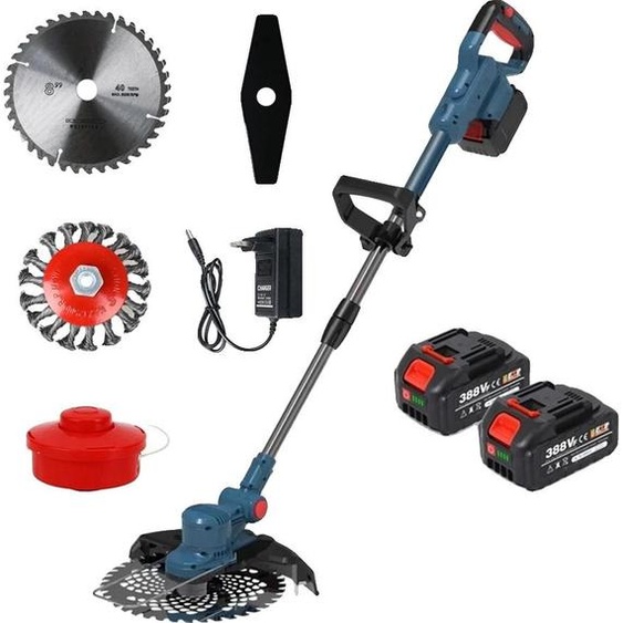 Tondeuse à gazon électrique, design sans fil, compatible avec les batteries 18V, Avec 2 batteries Set