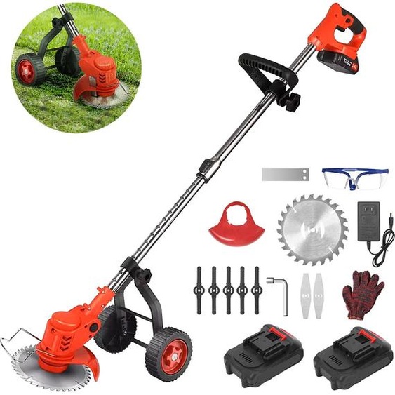 Tondeuse à gazon électrique, design sans fil, longueur réglable, type 1, EU, deux batteries