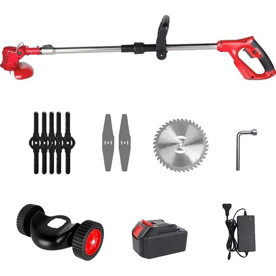 Tondeuse à gazon électrique, design sans fil, puissance élevée, 1 batterie Rouge, EU