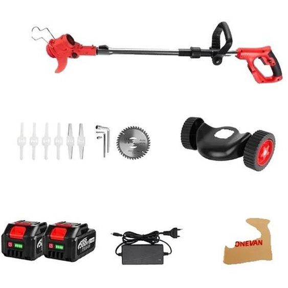 Tondeuse à gazon électrique, fonctionnement sans fil, design télescopique réglable, 2 batteries EU Plug