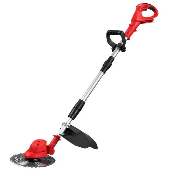 Tondeuse à gazon électrique - Moteur sans balais 25,4 cm - Sans fil - Manche télescopique - Pliable - 2 batteries + chargeur avec prise UE - Rouge