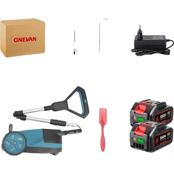 Tondeuse à gazon électrique, moteur sans brosse, fonctionnement sans fil, 2 batteries 1 connecteur EU