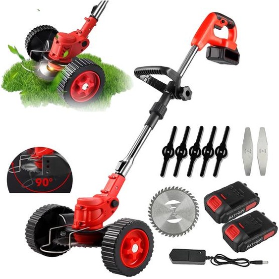 Tondeuse à gazon électrique, puissance 650W, vitesse 18000 tr/min, 2 batteries