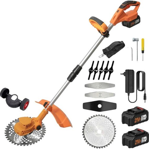 Tondeuse à gazon électrique, sans fil, longueur réglable, 2 batteries, EU