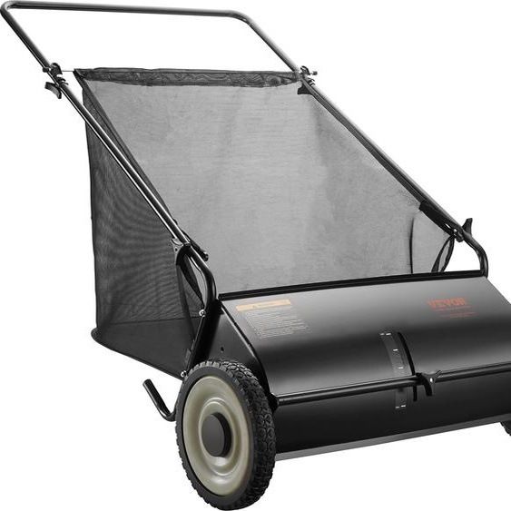 Tondeuse à gazon manuelle VEVOR 66cm Largeur de balayage Tondeuse à gazon manuelle 198L Capacité du bac de ramassage Tondeuse à cylindre 142x81x75cm Tondeuse à cylindre manuelle réglable pour le ramassage des feuilles mortes de lherbe coupée des petites