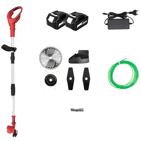 Tondeuse à gazon, moteur électrique sans brosse, coupe-herbe sans fil, 2 batteries EU Plug