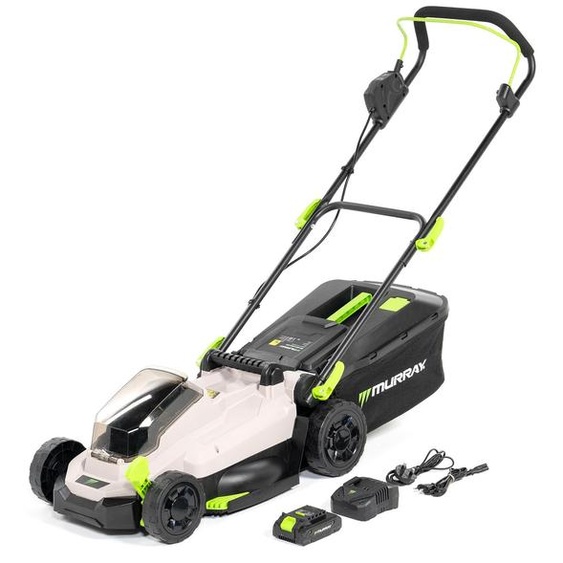 Tondeuse à gazon sans fil, 20 V, 33 cm de largeur de coupe, réglage de la hauteur en 5 positions, bac de ramassage de 32 litres