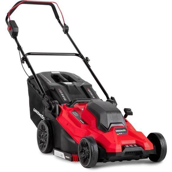 Tondeuse à gazon sans fil 40V, 2 batteries 20V + 1 chargeur, largeur de coupe 33cm, 5 hauteurs, 3100RPM, panier de ramassage 50L Greencut GLM200L-2