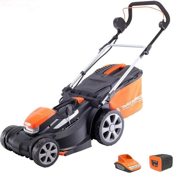 Tondeuse à gazon sans fil 40V, 34 cm, avec batterie lithium-ion et chargeur rapide, modèle LM G34A - Gamme GR 40, couleur orange