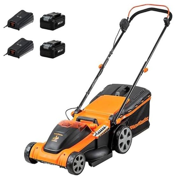 Tondeuse à gazon sans fil, 48V, largeur de coupe de 41 cm, 2 batteries de 4,0 Ah, bac de ramassage de 42 litres