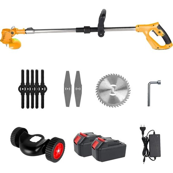 Tondeuse à gazon sans fil, design léger, options de lames polyvalentes, batterie jaune 2