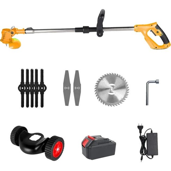 Tondeuse à gazon sans fil, design léger, options de lames polyvalentes, jaune 1 batterie