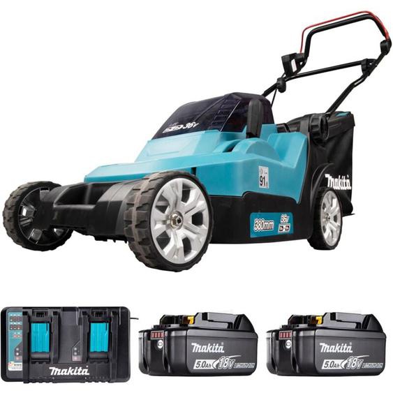 Tondeuse à gazon sans fil ltx 36V + 2 batteries 4,0 Ah + 1 Chargeur double rapide - 38 cm - 40 l Makita DLM382PM2