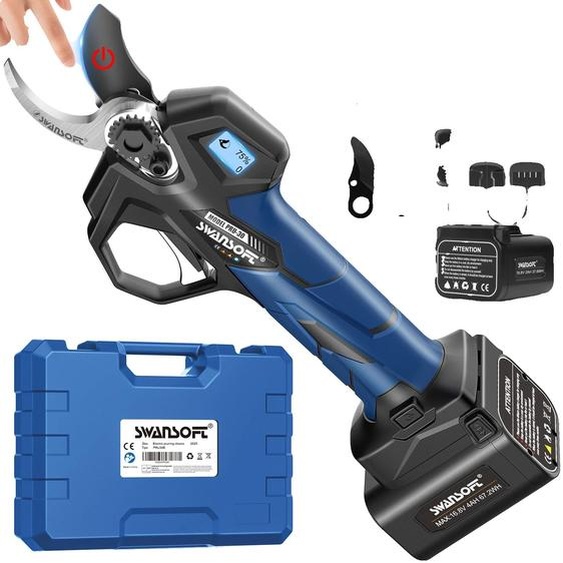 Tondeuse à gazon sans fil, moteur sans balais, longue autonomie, modèle PRU-30, couleur bleu, 2Ah/4Ah, deux batteries, adaptateur secteur 100V-240V, prise européenne