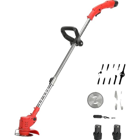 Tondeuse à gazon sans fil, poignée réglable, fonctionnement silencieux, 2 batteries, EU