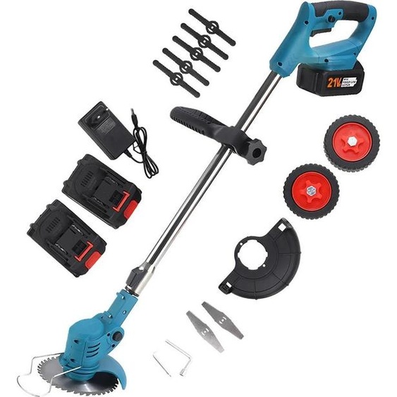 Tondeuse à gazon sans fil, puissance de 1 800 W, 3 types de lames, 2 batteries