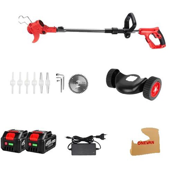 Tondeuse à gazon, sans fil, réglable, 2 batteries EU Stecker