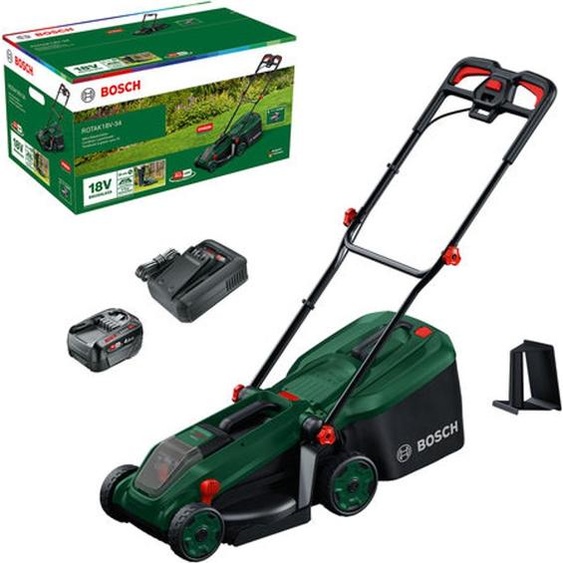 Tondeuse à gazon sans fil ROTAK18V-34 - BOSCH - avec 1 batterie 4,0 Ah - chargeur - 06008B9N00