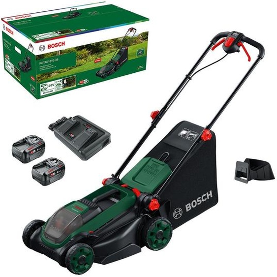 Tondeuse à gazon sans fil ROTAK18V2-38 - BOSCH - 2 batteries 4,0 Ah - chargeur - 06008B9M00