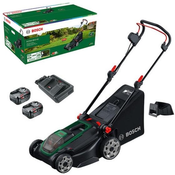 Tondeuse à gazon sans fil ROTAK18V2-43 - BOSCH - avec 2 batteries 4,0Ah - chargeur - 06008B9L00