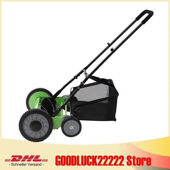 Tondeuse à gazon - Tondeuse manuelle à cylindre - Largeur de coupe 51 cm - Avec 4 roues - Modèle à pousser - Pour petits jardins - Sans électricité/essence - Noir