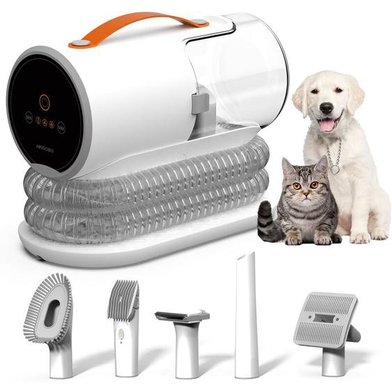 Airrobo - Tondeuse Chien 12000 Pa 99.99% Aspirateur Poil de Chien avec 5 Outils 2L Ultra-Récipient, Tondeuse Professionnelle à Cheveux pour Animaux,