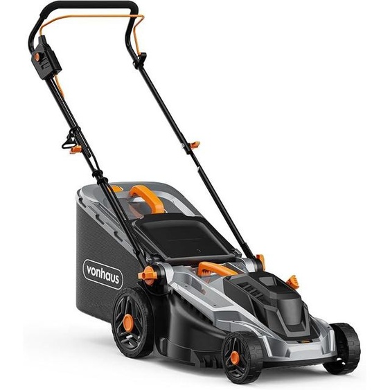Tondeuse électrique 1800W avec fonction mulching, tondeuse filaire | Convient à tous les types dherbe - Bac de ramassage de 52L, largeur de coupe de 430mm, 5 hauteurs de coupe de 25 à 70mm, poignée ergonomique réglable en hauteur avec revêtement souple