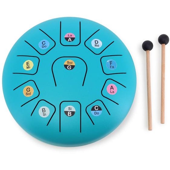 Tongue Drum En Métal 11 Notes Bleu