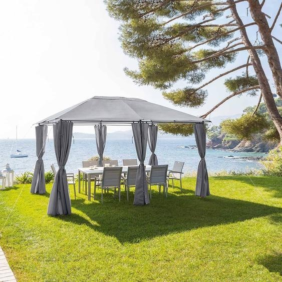 Tonnelle rectangulaire SANTORINI Ardoise Pour 4 x 3 m - Acier traité époxy, Polyester Hespéride
