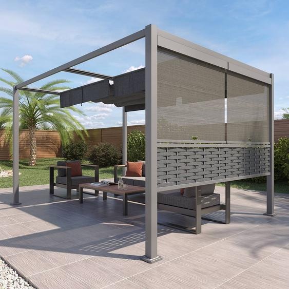 Tonnelle rectangulaire ZALYA Graphite   Ardoise Pour 4 x 3 m - Aluminium traité époxy, Polyester Hespéride