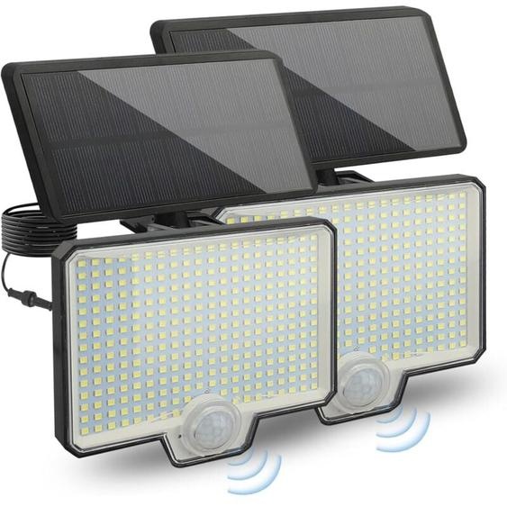 Tonysa 2 Lampes Solaires Exterieures Jardin 294 Led avec Détecteur De Mouvement, Lampe Solaire Exterieur Avec Batterie Étanche Ip65 De 1800 Mah,