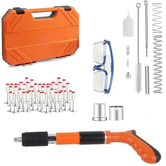 Cloueuse Pneumatique, Cloueur Beton, Pistolet a Clou Beton, Cloueur Pneumatique, Mini Pistolet à Clous avec 100 Clous, Portable Nail Gun Pistolet à