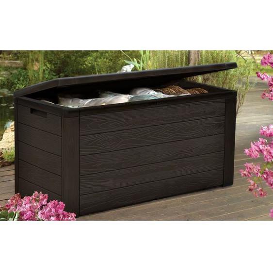 TOOD Malle / coffre de rangement en résine - 300 L - 120 x 46 x 58 cm - Marron aspect bois