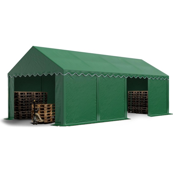 TOOLPORT Tente de stockage 4x8 m abri bâche PVC 700 N imperméable vert foncé