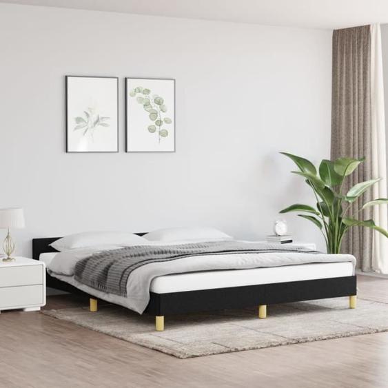 Top Cadre de lit JILI - Somiier Inclus - avec tête de lit Noir 180 x 200 cm Tissu,28,2 Kg