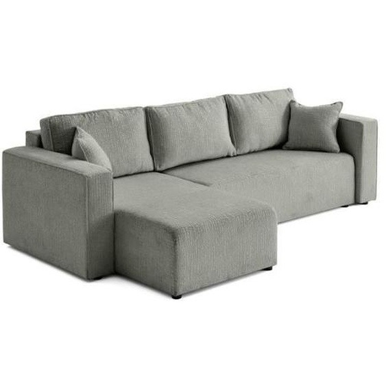 Topaze - canapé dangle réversible - 4 places - convertible avec coffre - en tissu velours relief - Gris