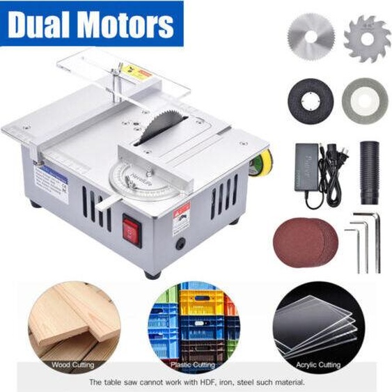 Topchances Mini scie circulaire de table multifonctionnelle Micro Precision Desktop DIY scie à chaîne pour le travail du bois