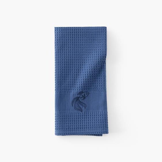 Torchon coton nid dabeille Halfmoon indigo