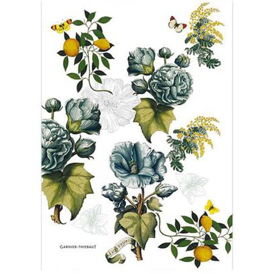Torchon métis lin & coton lavé 190 g/m² imprimé multicolore Giardino bleu