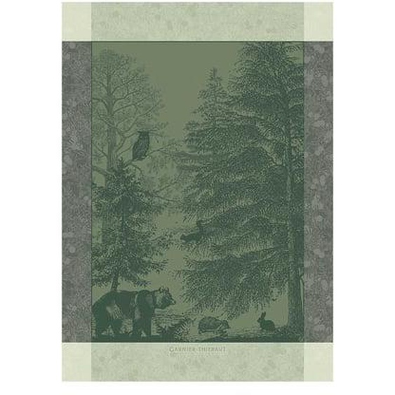 Torchon pur coton Animaux de la foret sapin