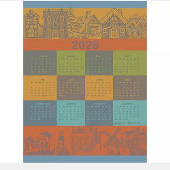 Torchon pur coton Calendrier 2026 celebration