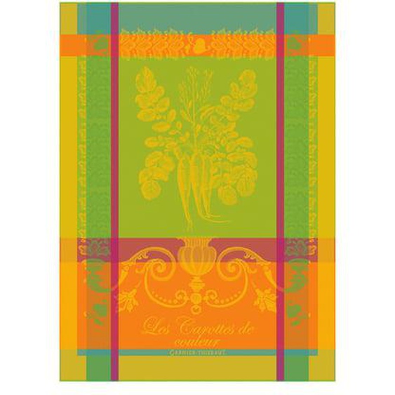 Torchon pur coton Carottes de couleur zeste