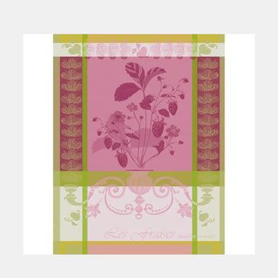 Torchon pur coton Fraisier rose
