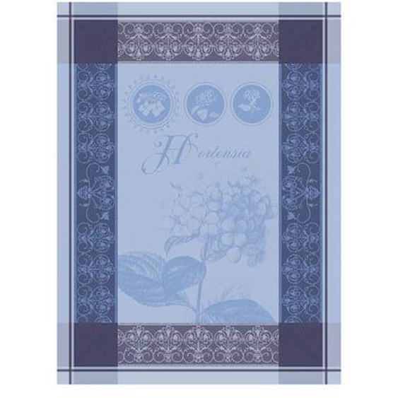 Torchon pur coton Hortensia bleu