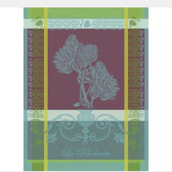 Torchon pur coton La rhubarbe turquoise